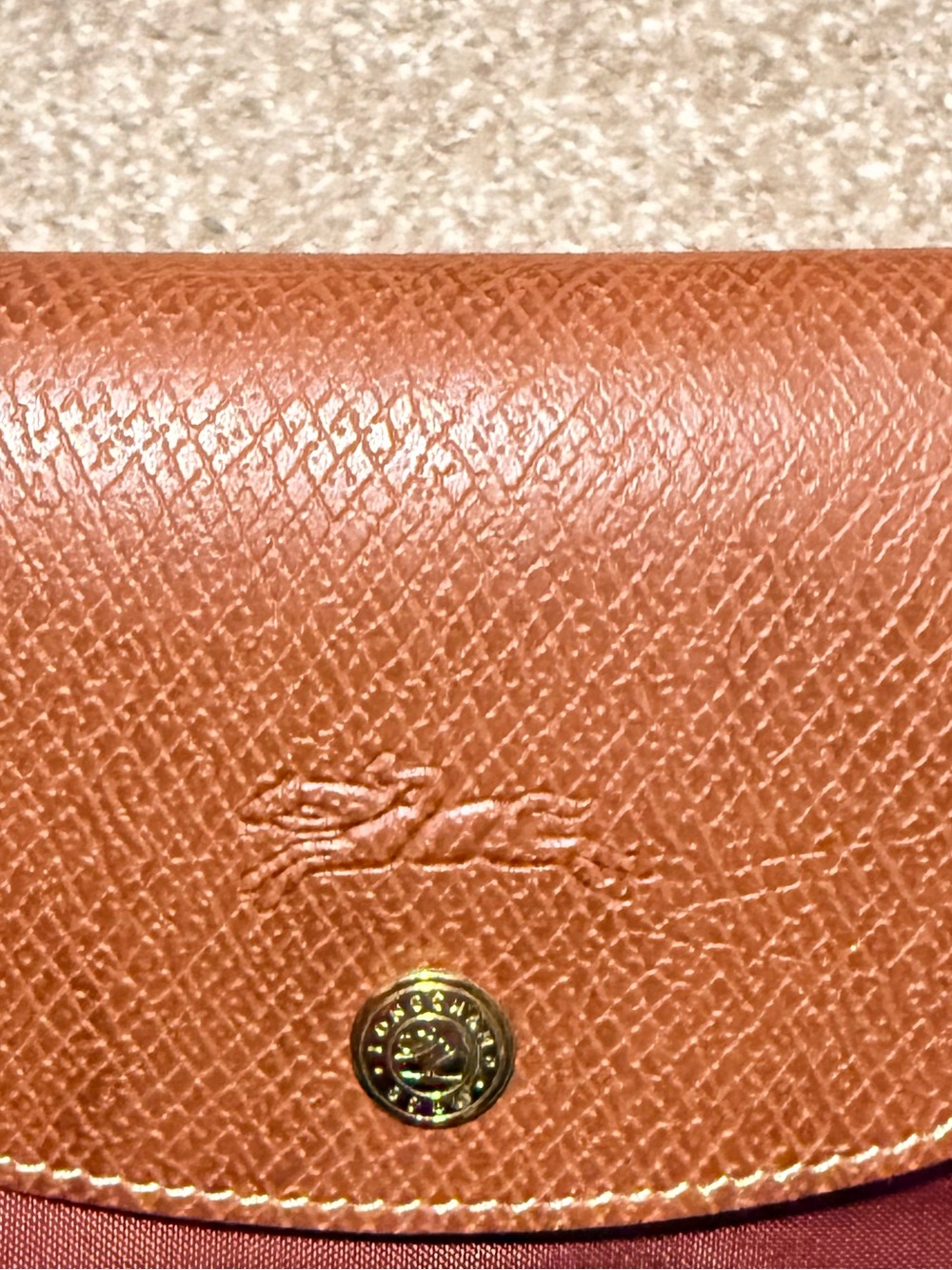 Longchamp Tote Bag in Burgundy with Brown Trim - Picture 3 of 3